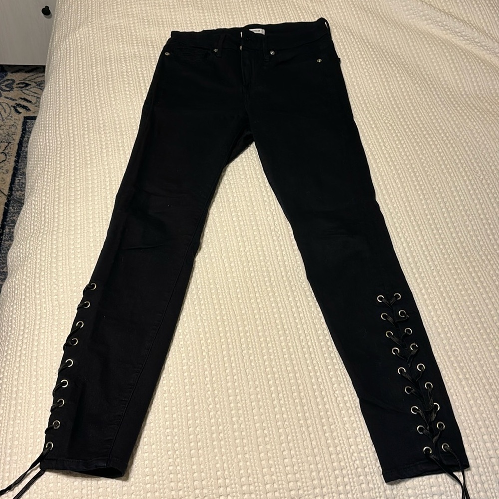 Good American Good Legs Skinny Jeans Lace Up Detail | Size: 2/26 | Color: Black